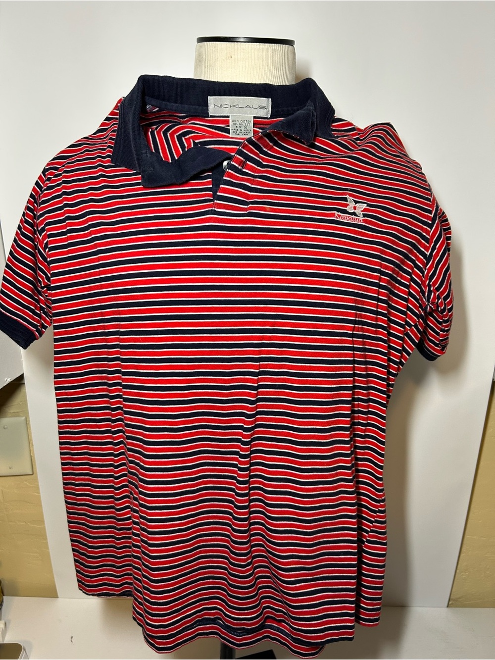 Striped Red and Navy Polo Shirt - Men vintage Jack Nicklaus with kapalua golf